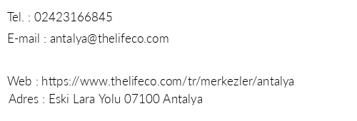 The Lifeco Antalya telefon numaralar, faks, e-mail, posta adresi ve iletiim bilgileri